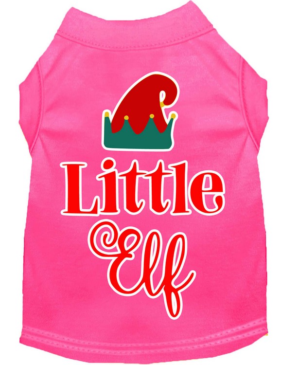 Little Elf Screen Print Dog Shirt Bright Pink XS